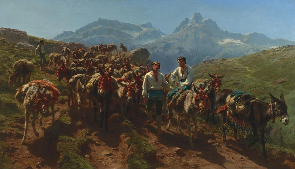 Mulattieri spagnoli attraversano i Pirenei (1875)